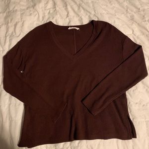 Maroon long sleeve V-neck
